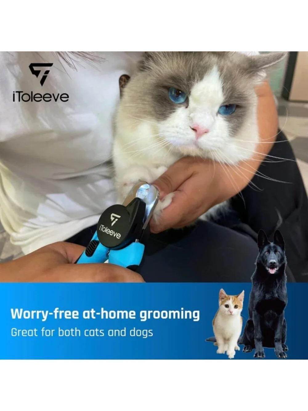 LED Dog Nail Clipper with Light - Safe, Sharp Trimmer for Cats & Dogs, Quick